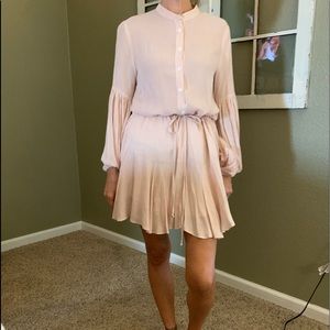 Striped mini dress small NWOT draw string waiste